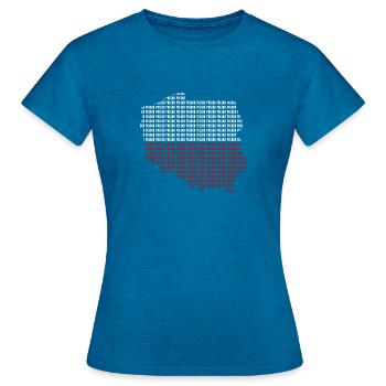 Polska - T-shirt Femme - bleu saphir antique chiné - Devant - AI Model Female 172 dark (172cm)
