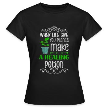 Healing potion nature naturopath diseases - Women's T-Shirt - black - Front - AI Model Female 172 dark (172cm)