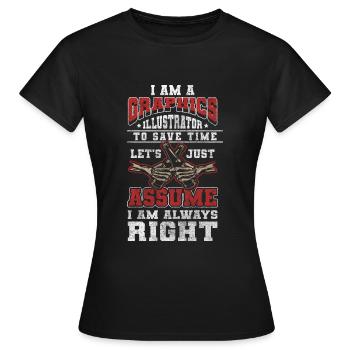 Illustrator Beruf Zeichnungen - Frauen T-Shirt - Schwarz - Vorne - AI Model Female 172 dark (172cm)