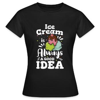 Eis Eisdiele Naschen Eistüte - Frauen T-Shirt - Schwarz - Vorne - AI Model Female 172 dark (172cm)