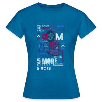 Gaming Nerd Gamepad Controller - Frauen T-Shirt - Antikblaues Saphir meliert - Vorne - AI Model Female 172 dark (172cm)