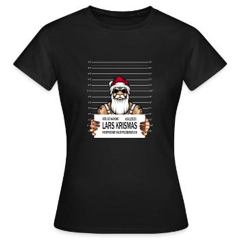 Bad Santa - böser Weihnachtsmann Mug Shot Tatoo - Frauen T-Shirt - Schwarz - Vorne - AI Model Female 172 dark (172cm)