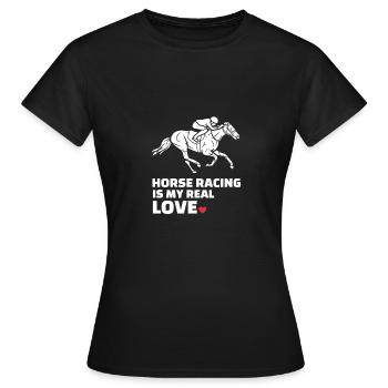 J’adore les courses de chevaux - T-shirt Femme - noir - Devant - AI Model Female 172 dark (172cm)