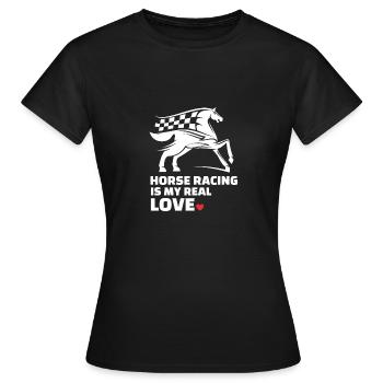 J’adore les courses de chevaux - T-shirt Femme - noir - Devant - AI Model Female 172 dark (172cm)