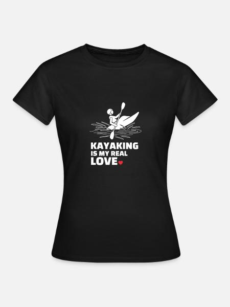 Ich Liebe Kajakfahren - Dame-T-shirt - sort