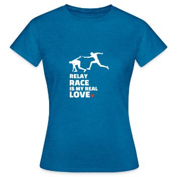 Ich Liebe Staffelläufe - Frauen T-Shirt - Antikblaues Saphir meliert - Vorne - AI Model Female 172 dark (172cm)