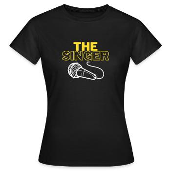 Le chanteur - micro - T-shirt Femme - noir - Devant - AI Model Female 172 dark (172cm)
