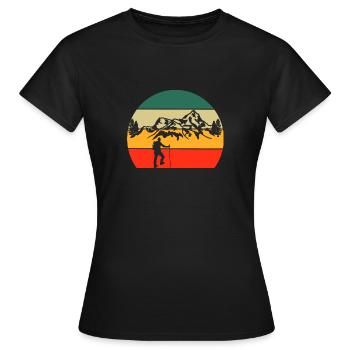 Randonnée rétro - T-shirt Femme - noir - Devant - AI Model Female 172 dark (172cm)