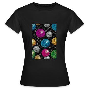 Boules disco, boule disco, fête, carnaval - T-shirt Femme - noir - Devant - AI Model Female 172 dark (172cm)