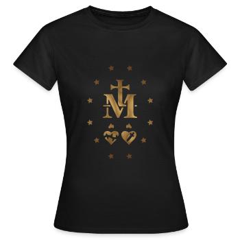 Médaille Miraculeuse (Médaille de l'Immaculée Conception) - T-shirt Femme - noir - Devant - AI Model Female 172 dark (172cm)