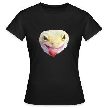 Gecko sticks tongue out - Women's T-Shirt - black - Front - AI Model Female 172 dark (172cm)