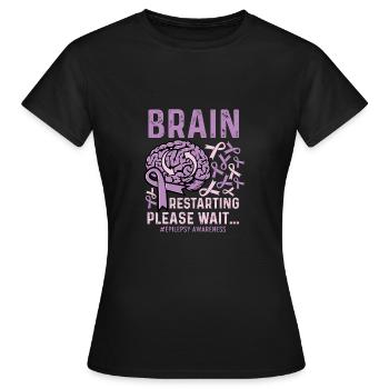 BRAIN Restart Funny Person Cadeau - T-shirt Femme - noir - Devant - AI Model Female 172 dark (172cm)