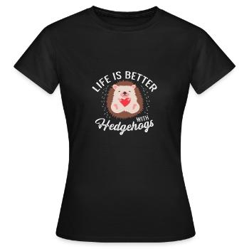 Better with hedgehog pet lover gift - Women's T-Shirt - black - Front - AI Model Female 172 dark (172cm)