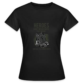 Helden tragen keine Umhänge, sie tragen Hundeschil - Frauen T-Shirt - Schwarz - Vorne - AI Model Female 172 dark (172cm)