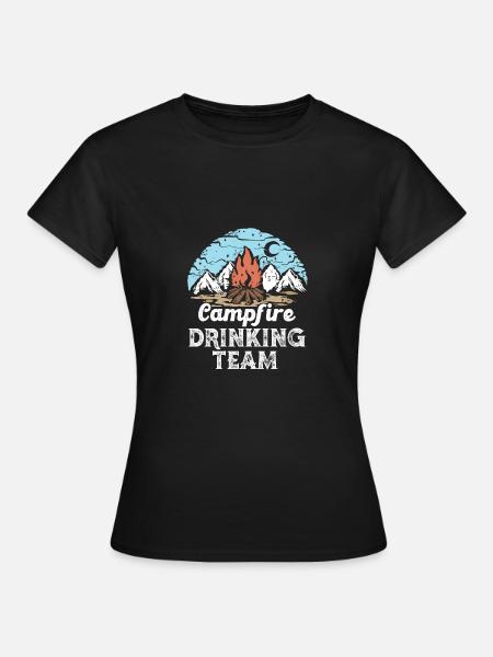 Camping Campfire Trinkteam Wanderdesign - Frauen T-Shirt - Schwarz