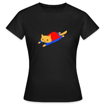 Superhero Katze - Frauen T-Shirt - Schwarz - Vorne - AI Model Female 172 dark (172cm)