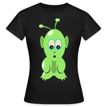 T-shirt martien, pour alien et OVNI fan - T-shirt Femme - noir - Devant - AI Model Female 172 dark (172cm)