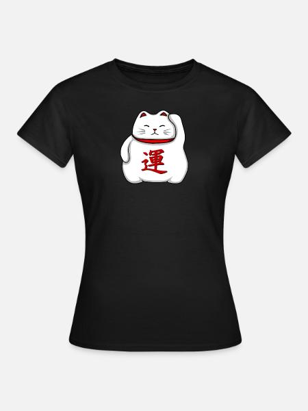 Maneki neko- - T-skjorte for kvinner - svart
