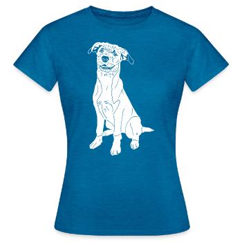 Podenco Mix - Frauen T-Shirt - Antikblaues Saphir meliert - Vorne - AI Model Female 172 dark (172cm)