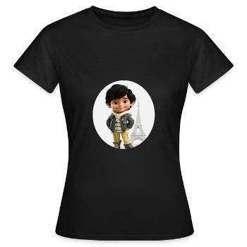 EIFFELTURM - Lächelnder Junge - Tourist - Frauen T-Shirt - Schwarz - Vorne - AI Model Female 172 dark (172cm)
