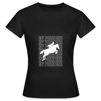 Dressage Dressage Cheval Dressage Cavalier - T-shirt Femme - noir - Devant - AI Model Female 172 dark (172cm)