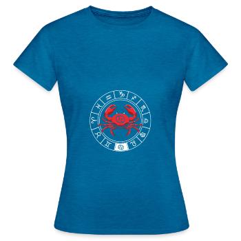 Sternzeichen Krebs - Frauen T-Shirt - Antikblaues Saphir meliert - Vorne - AI Model Female 172 dark (172cm)