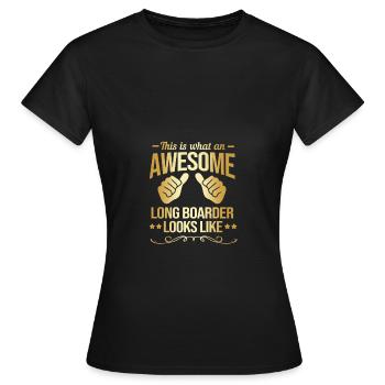 Longboard Longboarder Longboarding - Frauen T-Shirt - Schwarz - Vorne - AI Model Female 172 dark (172cm)