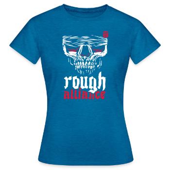 Rough Alliance no frame (White/Red) - Frauen T-Shirt - Antikblaues Saphir meliert - Vorne - AI Model Female 172 dark (172cm)