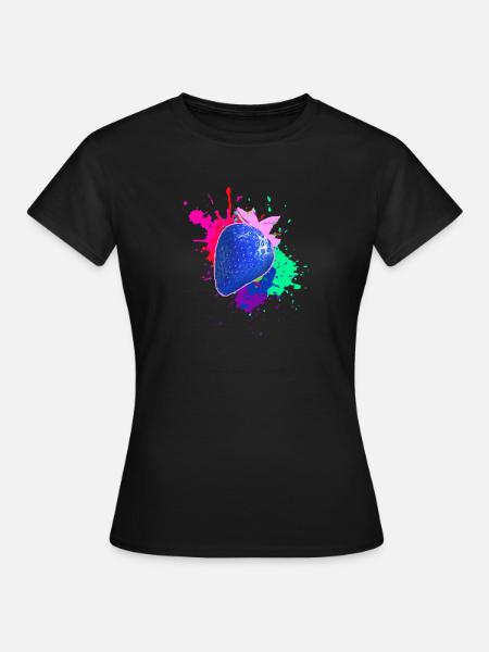 pop-art,erdbeere,farbklecks, splash - Frauen T-Shirt - Schwarz