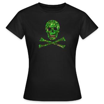 Totenkopf, Smaragd, Skull, Pirat, digital, - Frauen T-Shirt - Schwarz - Vorne - AI Model Female 172 dark (172cm)