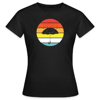 Parapluie - Gouttes de pluie, vintage - été - T-shirt Femme - noir - Devant - AI Model Female 172 dark (172cm)