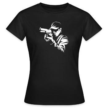 Pistolet IPSC Shooter 1911 - T-shirt Femme - noir - Devant - AI Model Female 172 dark (172cm)
