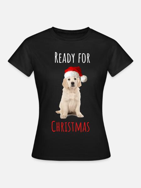 Ready for Christmas Puppy - Frauen T-Shirt - Schwarz