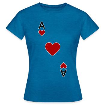 Carte à jouer as de cœur - T-shirt Femme - bleu saphir antique chiné - Devant - AI Model Female 172 dark (172cm)