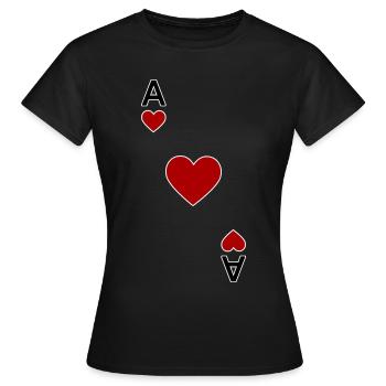 Spielkarte Herz Ass - Frauen T-Shirt - Schwarz - Vorne - AI Model Female 172 dark (172cm)