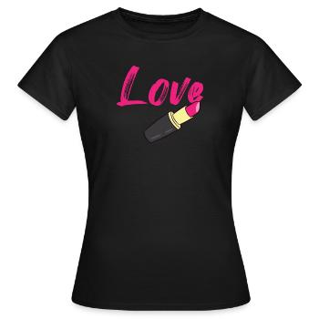 Rouge à lèvres - Love écrit en rouge à lèvres - T-shirt Femme - noir - Devant - AI Model Female 172 dark (172cm)