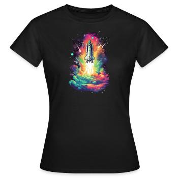 Space Shuttle Raketenstart - Frauen T-Shirt - Schwarz - Vorne - AI Model Female 172 dark (172cm)