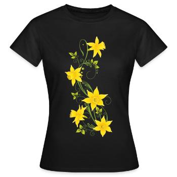 Easter, daffodils, daffodils, spring - Women's T-Shirt - black - Front - AI Model Female 172 dark (172cm)