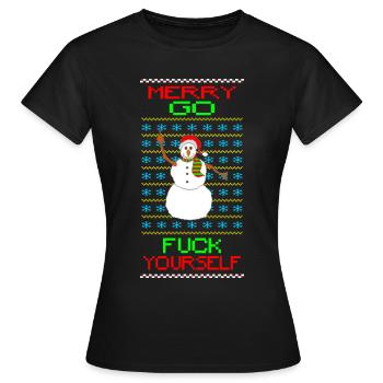 Go Fuck yourself ugly X-Mas - Women's T-Shirt - black - Front - AI Model Female 172 dark (172cm)