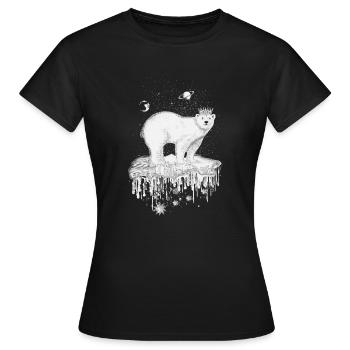 Ours polaire avec couronne sur une banquise - T-shirt Femme - noir - Devant - AI Model Female 172 dark (172cm)