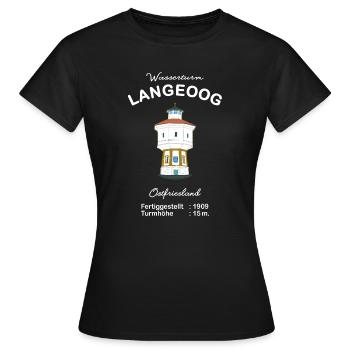 Insel Langeoog, Wasserturm, Wahrzeichen - Frauen T-Shirt - Schwarz - Vorne - AI Model Female 172 dark (172cm)