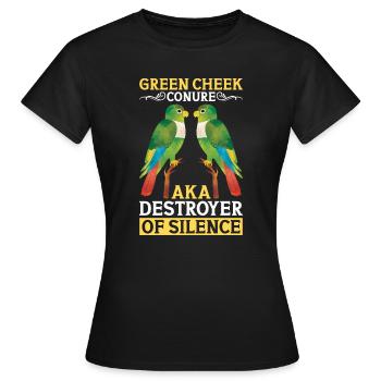 Perruche verte alias Destructeur du perroquet silencieux - T-shirt Femme - noir - Devant - AI Model Female 172 dark (172cm)