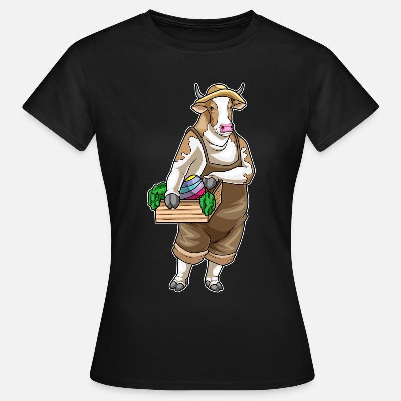 Cow Easter Farmer - Women's T-Shirt - black