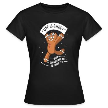 Bonhomme en pain d'épices de Noël en pain d'épices - T-shirt Femme - noir - Devant - AI Model Female 172 dark (172cm)