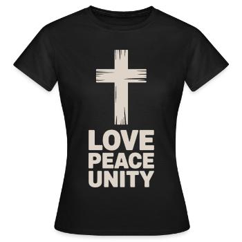 Liebe Frieden Einheit Christlich Kreuz - Frauen T-Shirt - Schwarz - Vorne - AI Model Female 172 dark (172cm)