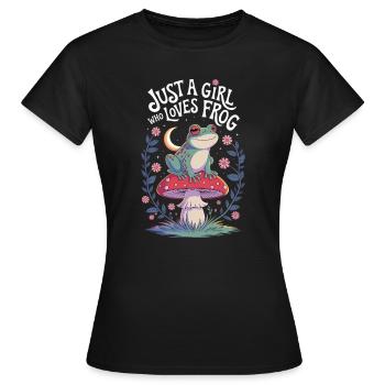 Juste une fille qui aime la grenouille - T-shirt Femme - noir - Devant - AI Model Female 172 dark (172cm)