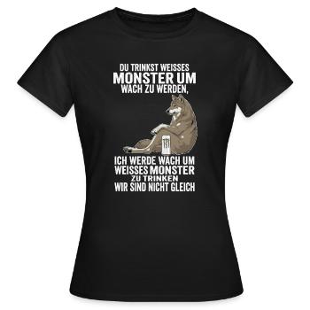 Loup Blanc Monstre Drôle, Nous Ne Sommes Pas Pareils - T-shirt Femme - noir - Devant - AI Model Female 172 dark (172cm)