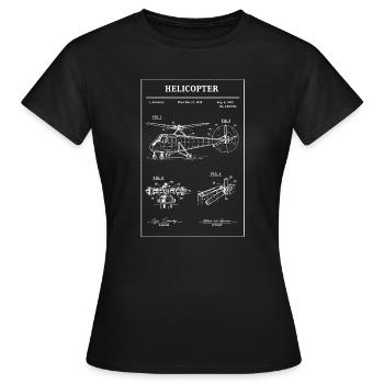 Diagramme du plan de l’hélicoptère - T-shirt Femme - noir - Devant - AI Model Female 172 dark (172cm)
