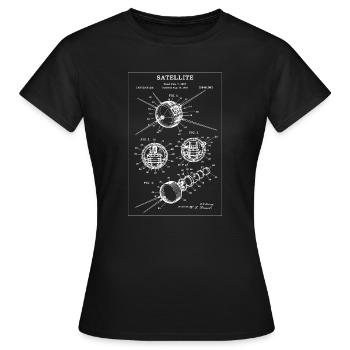 Plan de brevet pour satellite rétro - T-shirt Femme - noir - Devant - AI Model Female 172 dark (172cm)