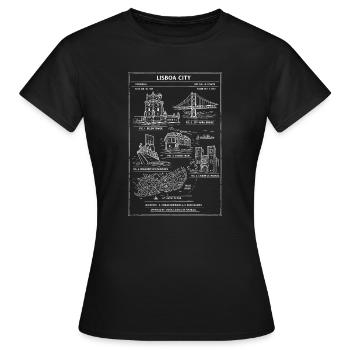 Lissabon-Linie Kunst Stadt-Sehenswürdigkeiten - Frauen T-Shirt - Schwarz - Vorne - AI Model Female 172 dark (172cm)